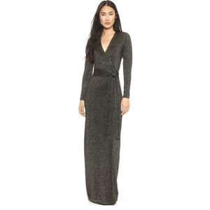 Diane Von Furstenberg | Dresses | Diane Von Furstenberg Evelyn Metallic  Wrap Dress Size Small | Poshmark